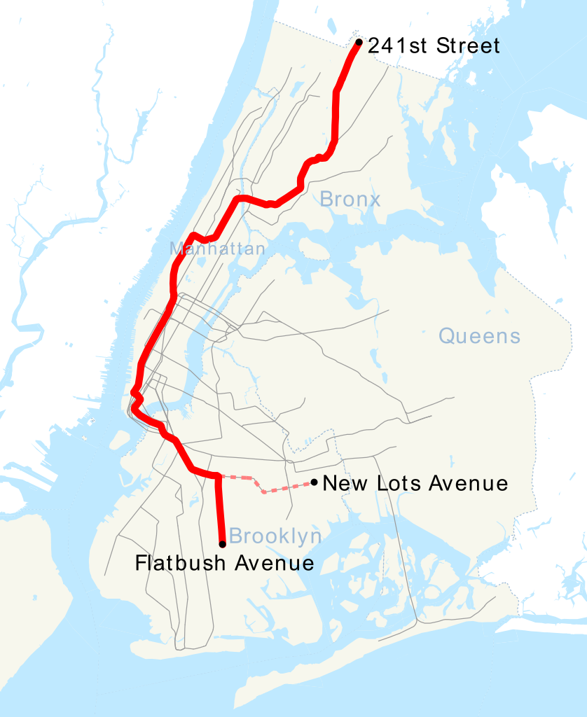Map of the 2 Train in NYC subway