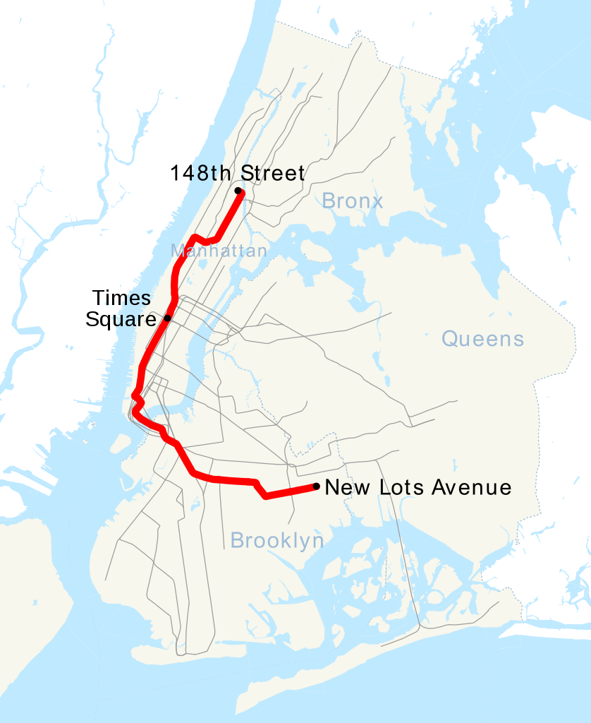 Map of the 3 Train in NYC subway