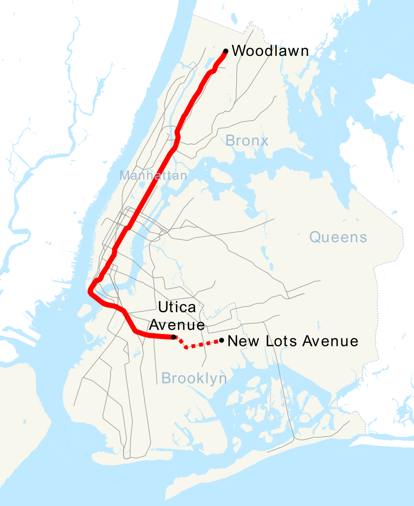Map of the 4 Train in NYC subway