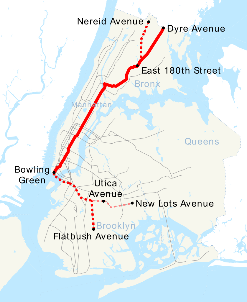 Map of the 5 Train in NYC subway