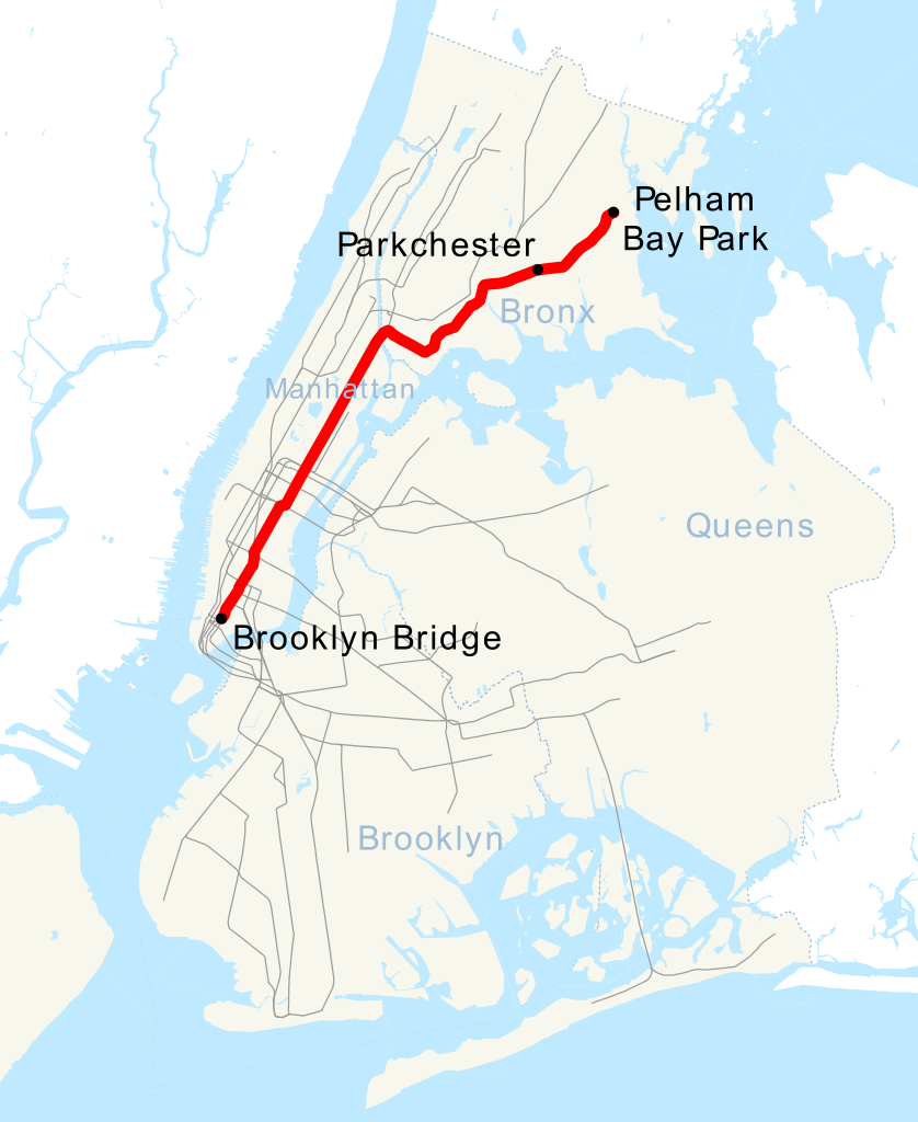 Map of the 6 Train in NYC subway