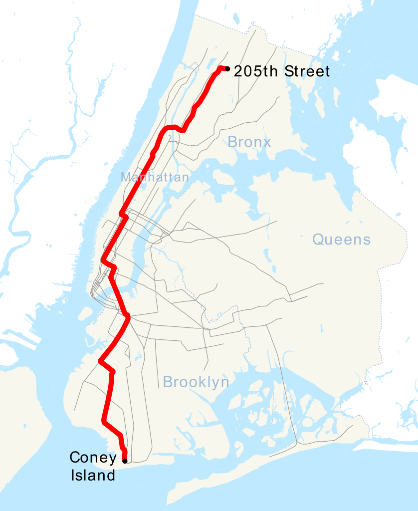 Map of the D Train in NYC subway