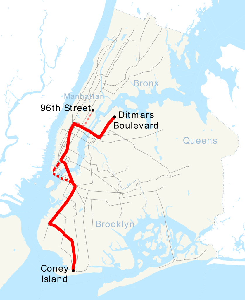 Map of the N Train in NYC subway